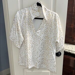 Emily Mc McCarthy White and Gold Star Women's Blouse